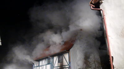 Fachwerkhaus nach Feuer unbewohnbar