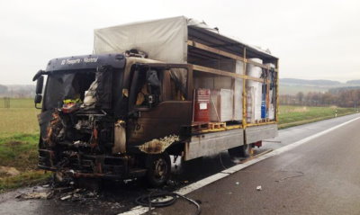 A7: LKW brannte auf der Autobahn