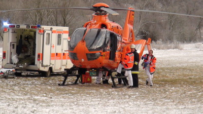 Rettungshubschrauber nach Unfall auf K81 im Einsatz