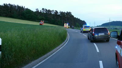 Motorradunfall bei Ippinghausen – Rettungshubschrauber im Einsatz