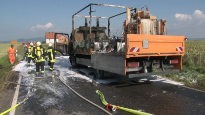 LKW mit Gasflaschen brannte bei Guxhagen