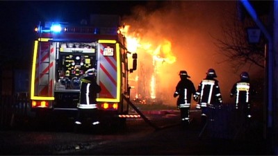 Historische Museumsscheune im Vollbrand
