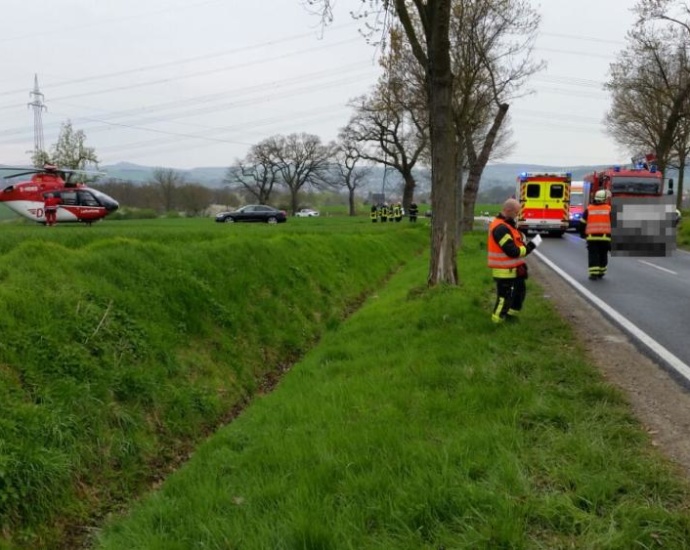 Schwerer Unfall auf der K55 bei Hofgeismar