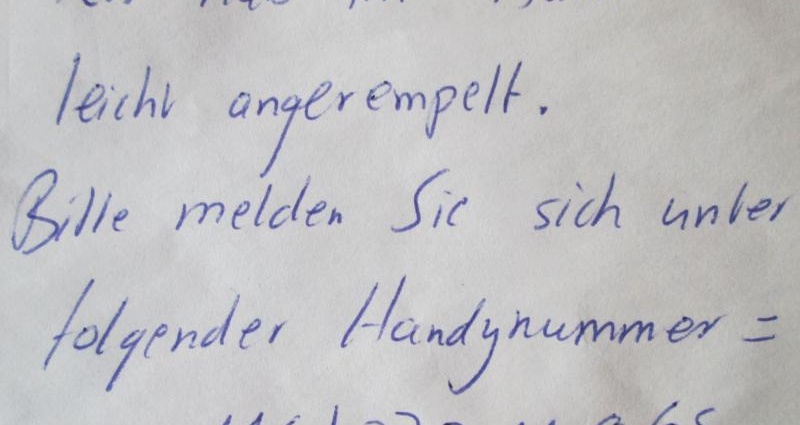 „Leicht angerempelt“ und falsche Nummer hinterlassen