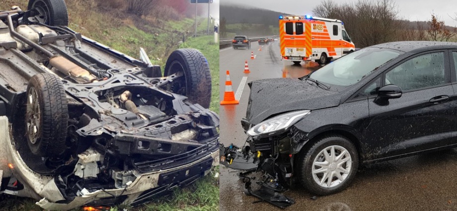 Zwei Alleinunfälle auf A44