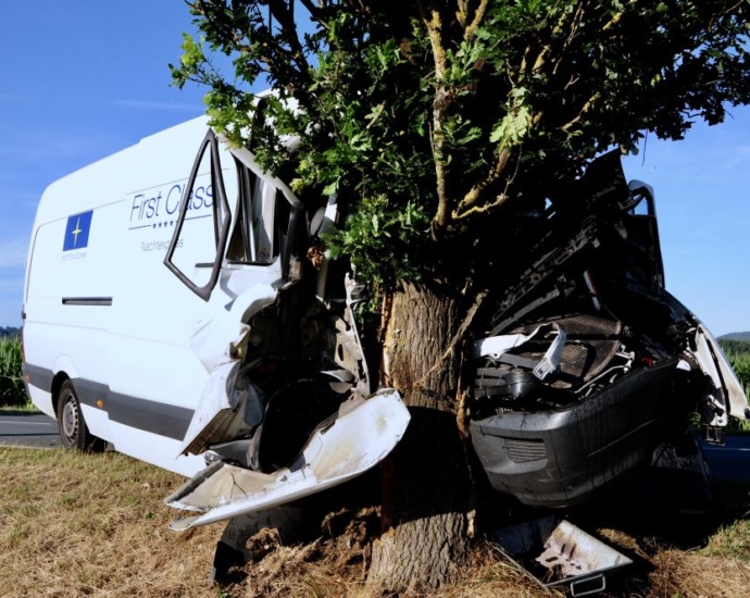 Wellen: Kleintransporter frontal gegen Baum – Fahrer verletzt