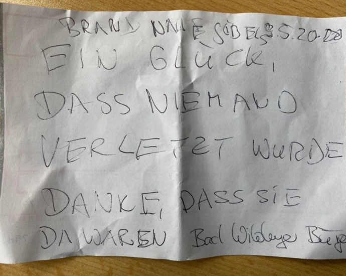Bad Wildunger Bürger bedankt sich anonym bei den Einsatzkräften