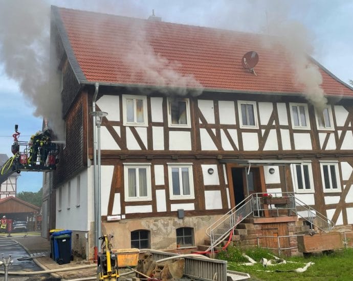 Fachwerkhaus nach Brand in Elnrode unbewohnbar