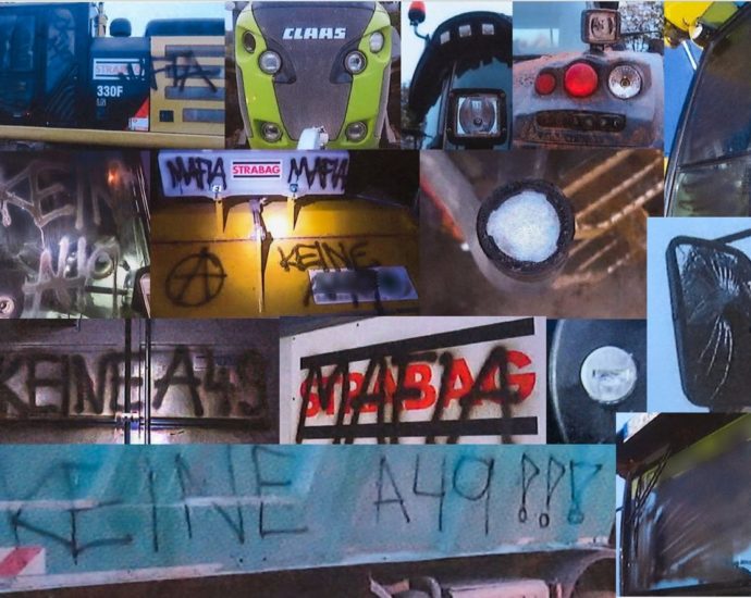 Keine A49 – Lastwagen, Maschinen und Container beschädigt – Staatsschutz ermittelt