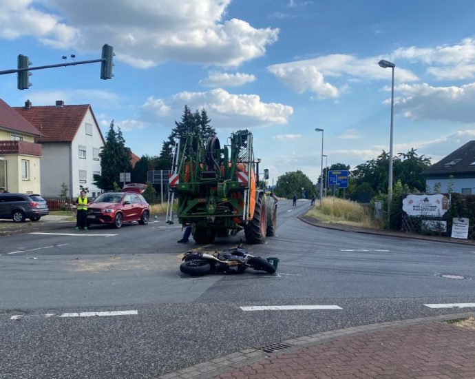 Schwerer Unfall in Baunatal – Traktor übersieht wartenden Motorradfahrer